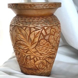 Carved wooden vase